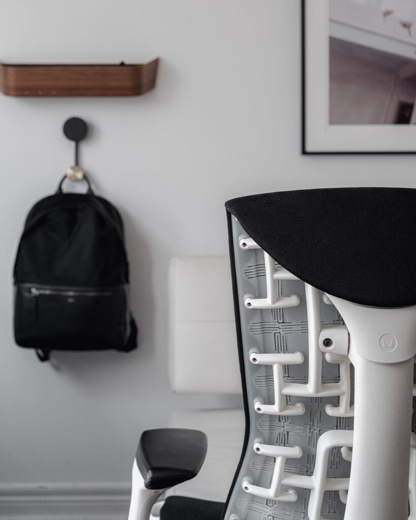 Modern chair Herman Miller Embody chair in white and black close up