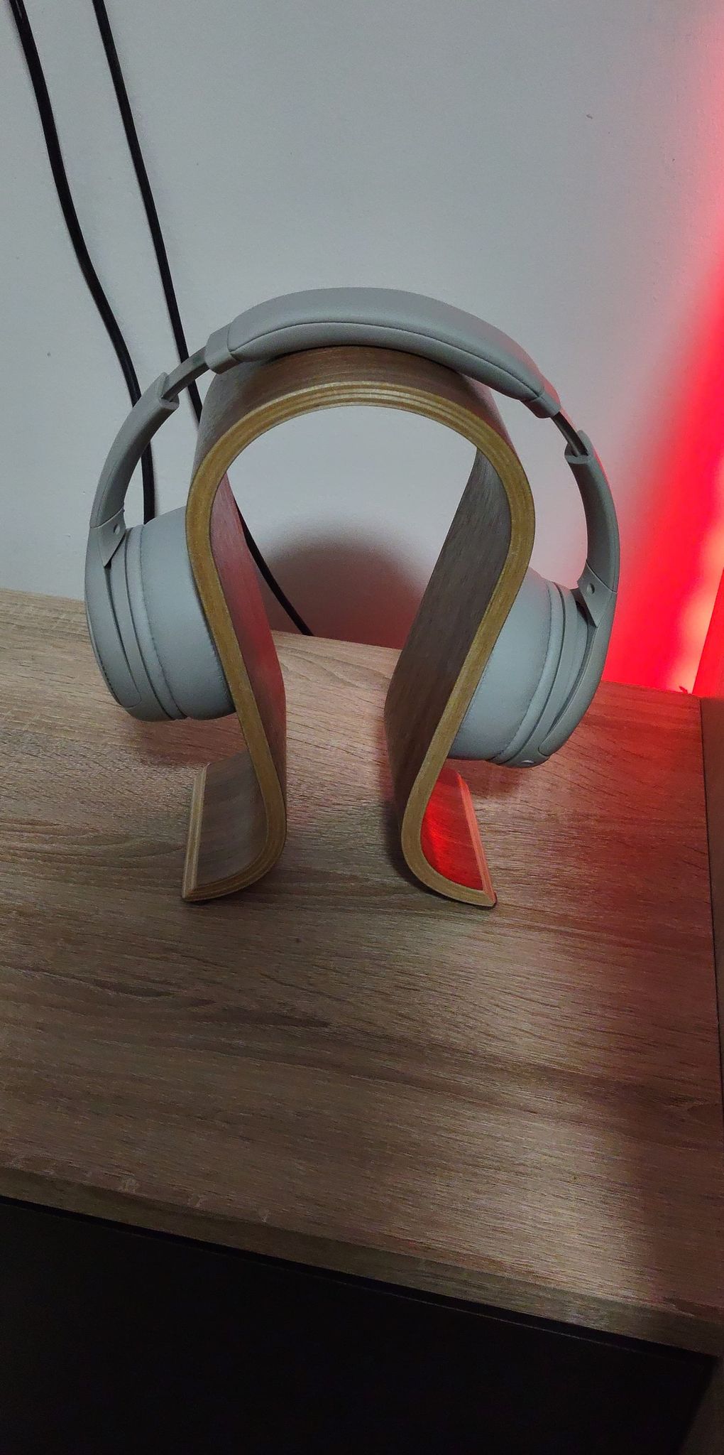 wooden headset holder