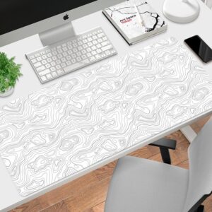 white topographic desk mat
