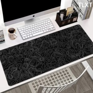 black topographic desk mat