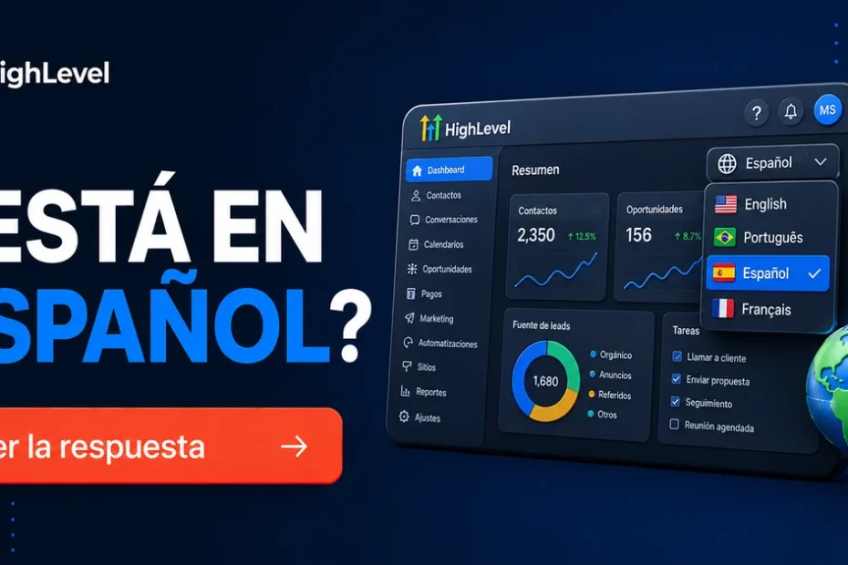GoHighLevel en espa&ntilde;ol: &iquest;est&aacute; traducida la plataforma?