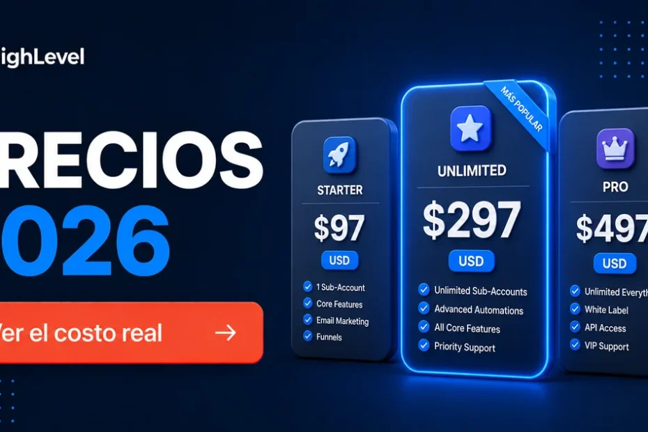 GoHighLevel precios 2026: planes, uso y costos ocultos