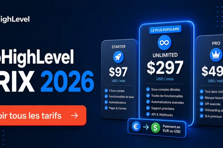 GoHighLevel Prix 2026 : tous les tarifs et les coûts cachés