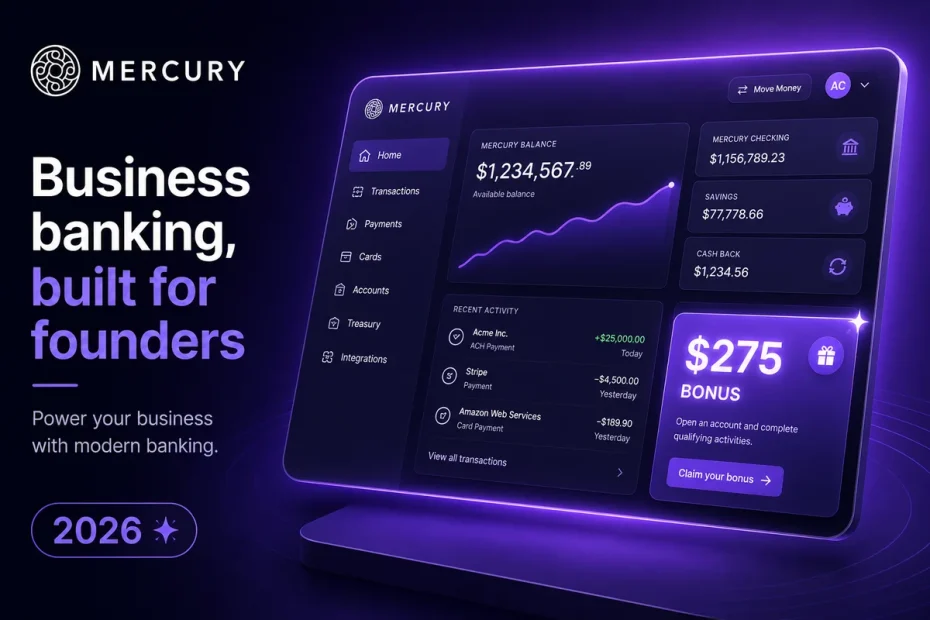 Mercury business checking built for founders in 2026