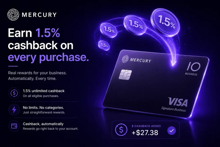 Mercury IO card earns 1.5% cashback on every purchase